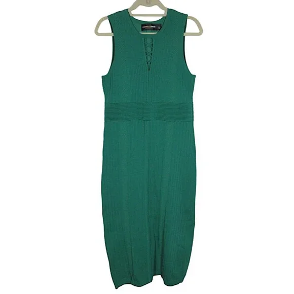 New York & Company | Dresses | Ny Co Gabrielle Union Green Ribbed Sleeveless  Bodycon Sweater Dress Size Large | Poshmark